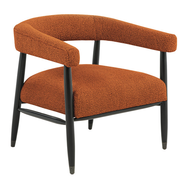 George Oliver Cowen Arm Chair In Rust Boucle Fabric With Mid-century ...